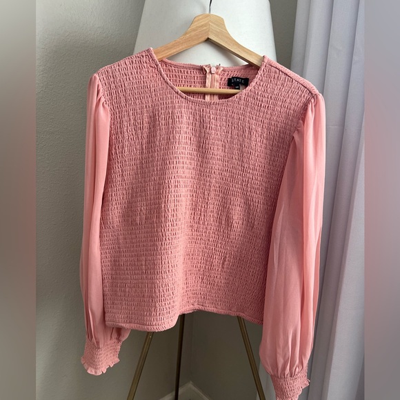 1.STATE Long Sleeve Smocked Cuff Bodice Top - Picture 1 of 6